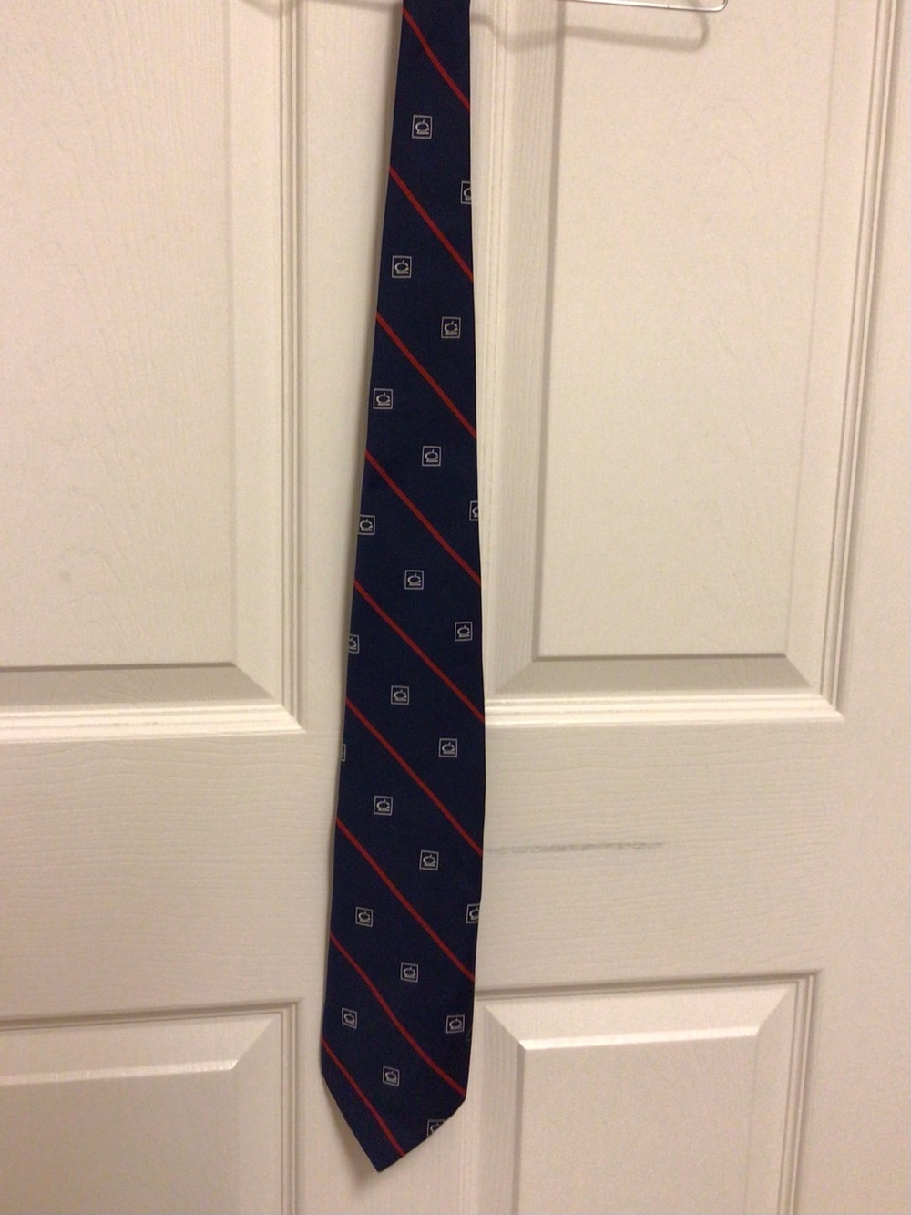 Vintage Wembley Striped Monogram Tie Navy Red - Prep Academic Gorpcore Corporate